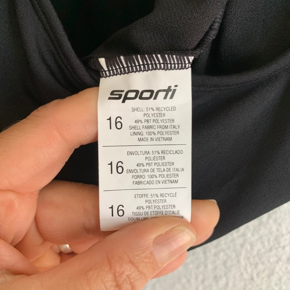 Sporti HydroLast Chlorine Resistant Scoop Back One Piece Swimsuit Black 16 NEW - Picture 3 of 8